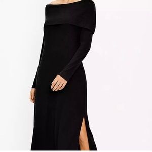 LOFT Long Sleeve Knit Dress Black NWT